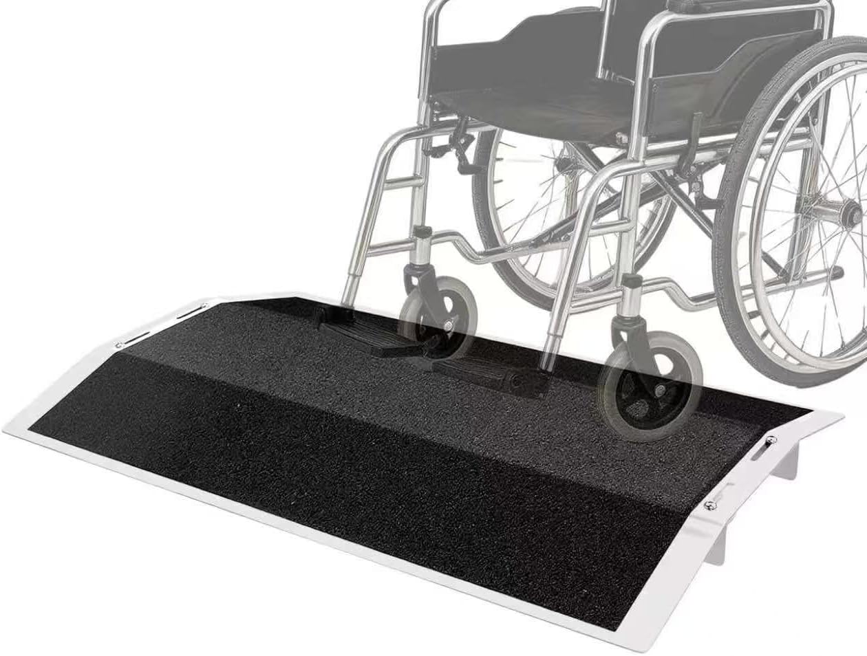 27.75 L x 1.65 H Bridge Threshold Ramp for Doorways–Fits 2.85–6 Wide Thresholds with Adjustable Support Bars Non-Slip Aluminum Wheelchair Ramps for Home Steps,Sliding Door Ramp for Wheelchair